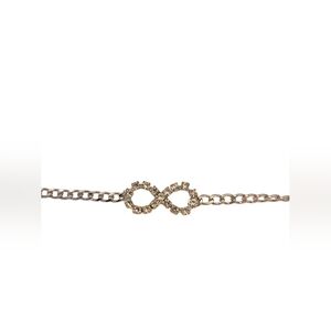 Silver CubicZirconia Infinity Chain Bracelet Adjustable